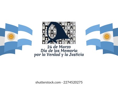 Translation: March 24, Day of Remembrance for Truth and Justice   vector illustration. National holiday of Argentina. Suitable for greeting card and poster. 