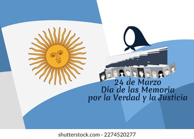 Translation: March 24, Day of Remembrance for Truth and Justice   vector illustration. National holiday of Argentina. Suitable for greeting card and poster. 