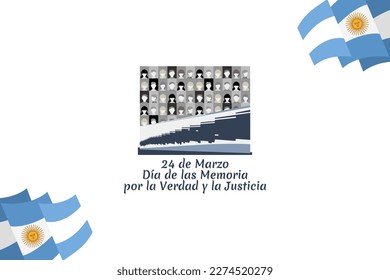 Translation: March 24, Day of Remembrance for Truth and Justice   vector illustration. National holiday of Argentina. Suitable for greeting card and poster. 