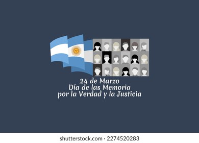 Translation: March 24, Day of Remembrance for Truth and Justice   vector illustration. National holiday of Argentina. Suitable for greeting card and poster. 