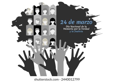 Translation: March 24, Day of Remembrance for Truth and Justice vector illustration. National holiday of Argentina. Suitable for greeting card and poster.