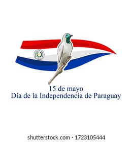 Translation: May 15, Independence Day of Paraguay. Independence day of Paraguay vector illustration. Suitable for greeting card, poster and banner 