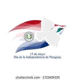 Translation: May 15, Independence Day of Paraguay. Independence day of Paraguay vector illustration. Suitable for greeting card, poster and banner 