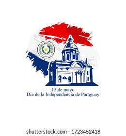 Translation: May 15, Independence Day of Paraguay. Independence day of Paraguay vector illustration. Suitable for greeting card, poster and banner 