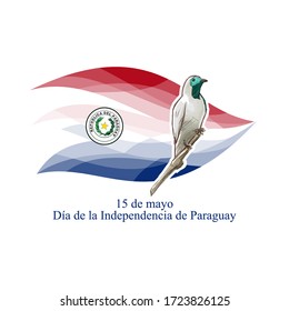 Translation: May 15, Independence Day of Paraguay. Independence day of Paraguay vector illustration. Suitable for greeting card, poster and banner 