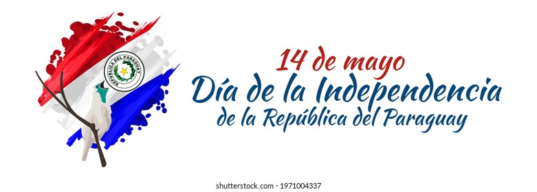 Translation: May 15, Independence Day of Paraguay. Independence day of Paraguay vector illustration. Suitable for greeting card, poster and banner 