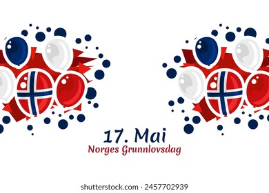 Translation: May 17, Norwegian Constitutional Day. Vector Illustration. Suitable for greeting card, poster and banner.