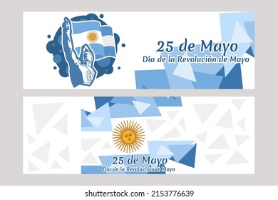 Translation: May 25, May Revolution Day. Día de la Revolución de Mayo. May Revolution of Argentina vector illustration. Suitable for greeting card, poster and banner 