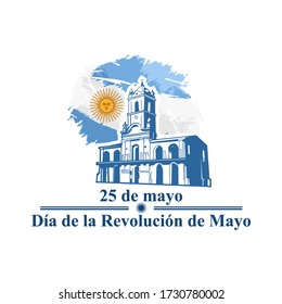 Traducción: 25 de mayo, Revolución de Mayo. Día de la Revolución de Mayo. Ilustración vectorial de la Revolución de Mayo en Argentina. Adecuado para tarjeta de saludo, afiche y banner 