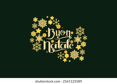 Translation: Merry Christmas. Buon Natale vector text Calligraphic Lettering design card template. Suitable for greeting card, poster and banner.