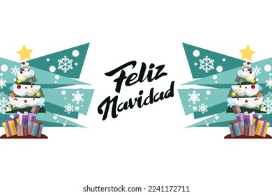 Übersetzung: Frohe Weihnachten. Feliz Navidad Vektor Text Calligrafische Letter Design-Karte Vorlage. Geeignet für Grußkarten, Poster und Banner.