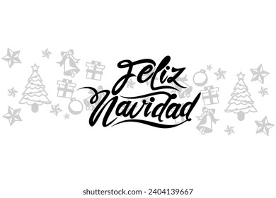 Translation: Merry Christmas. Feliz Navidad vector text Calligraphic Lettering design card template. Suitable for greeting card, poster and banner.
