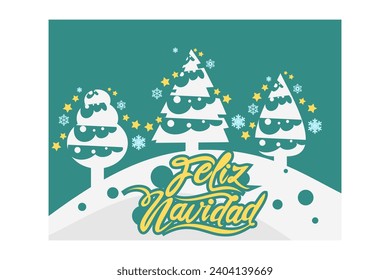 Translation: Merry Christmas. Feliz Navidad vector text Calligraphic Lettering design card template. Suitable for greeting card, poster and banner.
