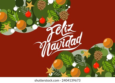 Translation: Merry Christmas. Feliz Navidad vector text Calligraphic Lettering design card template. Suitable for greeting card, poster and banner.
