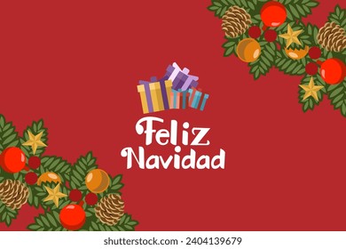 Translation: Merry Christmas. Feliz Navidad vector text Calligraphic Lettering design card template. Suitable for greeting card, poster and banner.
