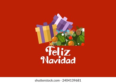 Translation: Merry Christmas. Feliz Navidad vector text Calligraphic Lettering design card template. Suitable for greeting card, poster and banner.
