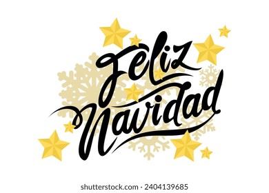 Translation: Merry Christmas. Feliz Navidad vector text Calligraphic Lettering design card template. Suitable for greeting card, poster and banner.
