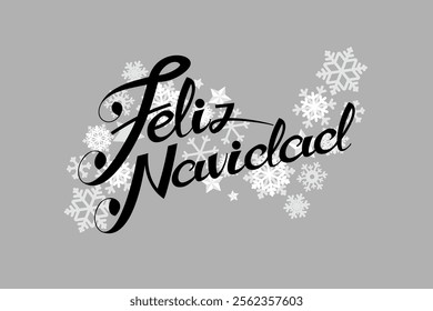 Translation: Merry Christmas. Feliz Navidad vector text Calligraphic Lettering design card template. Suitable for greeting card, poster and banner.
