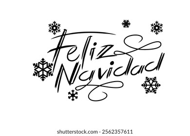 Translation: Merry Christmas. Feliz Navidad vector text Calligraphic Lettering design card template. Suitable for greeting card, poster and banner.
