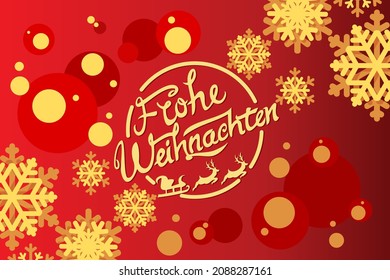 Translation: Merry Christmas. Frohe Weihnachten vector text Calligraphic Lettering design card template. Suitable for greeting card, poster and banner.