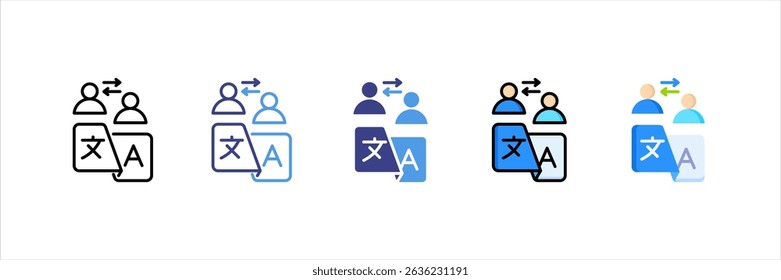 Translation Multi Style Icon Set