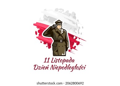 Übersetzung: 11. November, Unabhängigkeitstag. Glücklicher Unabhängigkeitstag in Polen, Vektorgrafik. Geeignet für Grußkarten, Poster und Banner.