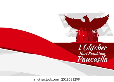 Traducción: 1 de octubre, Día de la Santidad de Pancasila (Hari Kesaktian Pancasila) Ilustración vectorial. Conveniente para la tarjeta de felicitación, el cartel y el Anuncio.