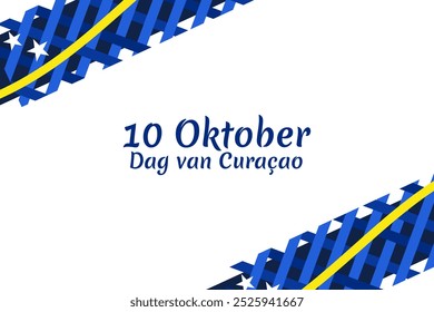 Tradução: 10 de outubro, Dia de Curaçao. Ilustração vetorial. Adequado para cartão, cartaz e banner.