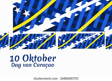 Translation: October 10, Curaçao Day. Vector illustration. Suitable for greeting card, poster and banner.