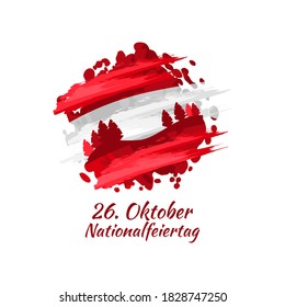 Translation: October 26, National Day. Happy National holiday of Austria vector illustration. Suitable for greeting card, poster and banner.