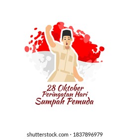 Translation: October 28, Youth Pledge remembrance day. Happy Youth Pledge (Sumpah Pemuda) vector illustration. 