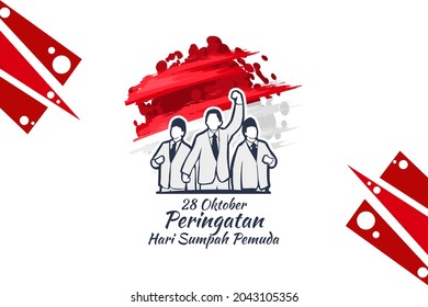 Translation: October 28, Youth Pledge remembrance day. Happy Youth Pledge (Sumpah Pemuda) vector illustration. 