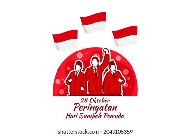 Translation: October 28, Youth Pledge remembrance day. Happy Youth Pledge (Sumpah Pemuda) vector illustration. 