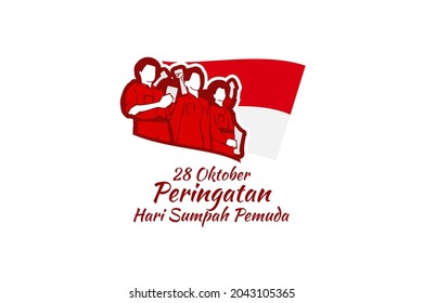 Translation: October 28, Youth Pledge remembrance day. Happy Youth Pledge (Sumpah Pemuda) vector illustration. 