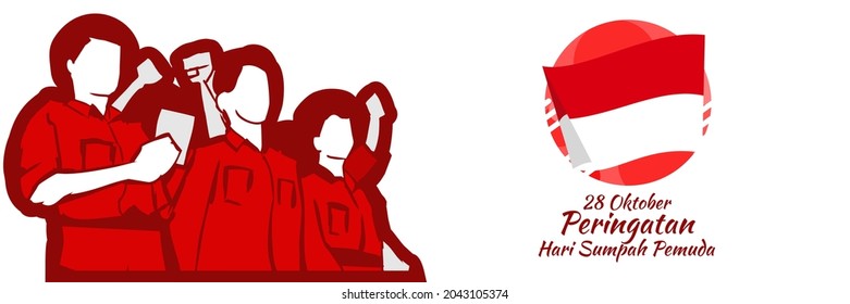 Translation: October 28, Youth Pledge remembrance day. Happy Youth Pledge (Sumpah Pemuda) vector illustration. 