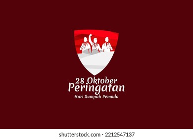 Translation: October 28, Youth Pledge remembrance day. Happy Youth Pledge (Sumpah Pemuda) vector illustration. 