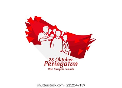 Translation: October 28, Youth Pledge remembrance day. Happy Youth Pledge (Sumpah Pemuda) vector illustration. 