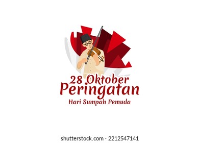 Translation: October 28, Youth Pledge remembrance day. Happy Youth Pledge (Sumpah Pemuda) vector illustration. 