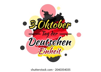 Translation: October 3, German Unity Day, vector illustration with national landmark. Suitable for greeting card, poster and banner