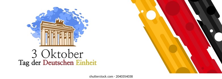 Übersetzung: 3. Oktober, Deutscher Tag der Einheit, Vektorgrafik mit nationalem Wahrzeichen. Geeignet für Grußkarten, Poster und Banner