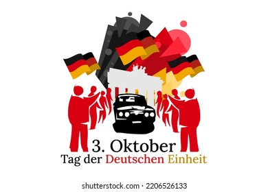 Translation: October 3, German Unity Day, vector illustration.  Suitable for greeting card, poster and banner.