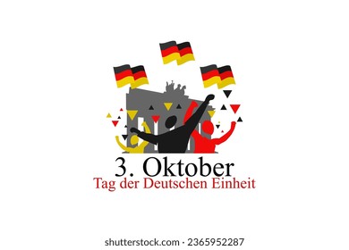 Translation: October 3, German Unity Day, vector illustration.  Suitable for greeting card, poster and banner.