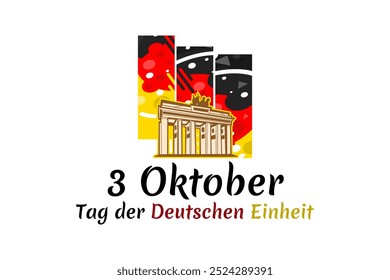 Translation: October 3, German Unity Day, vector illustration.  Suitable for greeting card, poster and banner.