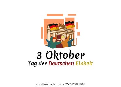 Translation: October 3, German Unity Day, vector illustration.  Suitable for greeting card, poster and banner.