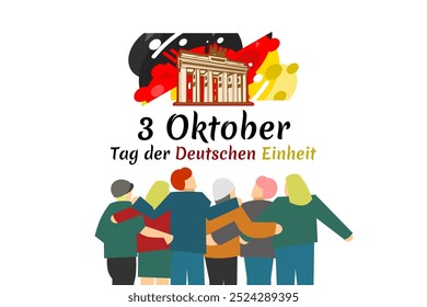 Translation: October 3, German Unity Day, vector illustration.  Suitable for greeting card, poster and banner.