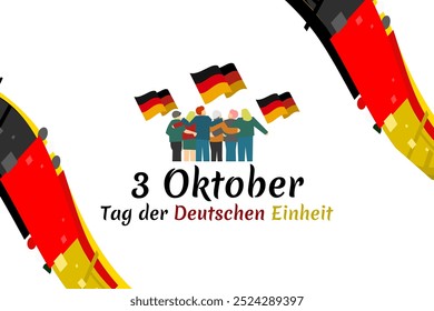 Translation: October 3, German Unity Day, vector illustration.  Suitable for greeting card, poster and banner.