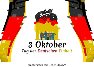 Translation: October 3, German Unity Day, vector illustration.  Suitable for greeting card, poster and banner.