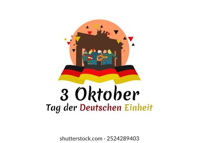 Translation: October 3, German Unity Day, vector illustration.  Suitable for greeting card, poster and banner.