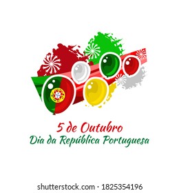 Translation: October 5, Republic day of Portugal. Vector illustration. Suitable for greeting card, poster and banner.