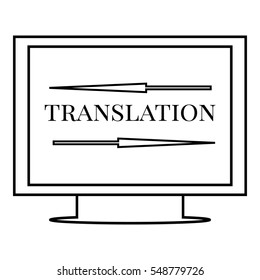 Translation on monitor icon. Outline illustration of translation on monitor vector icon for web